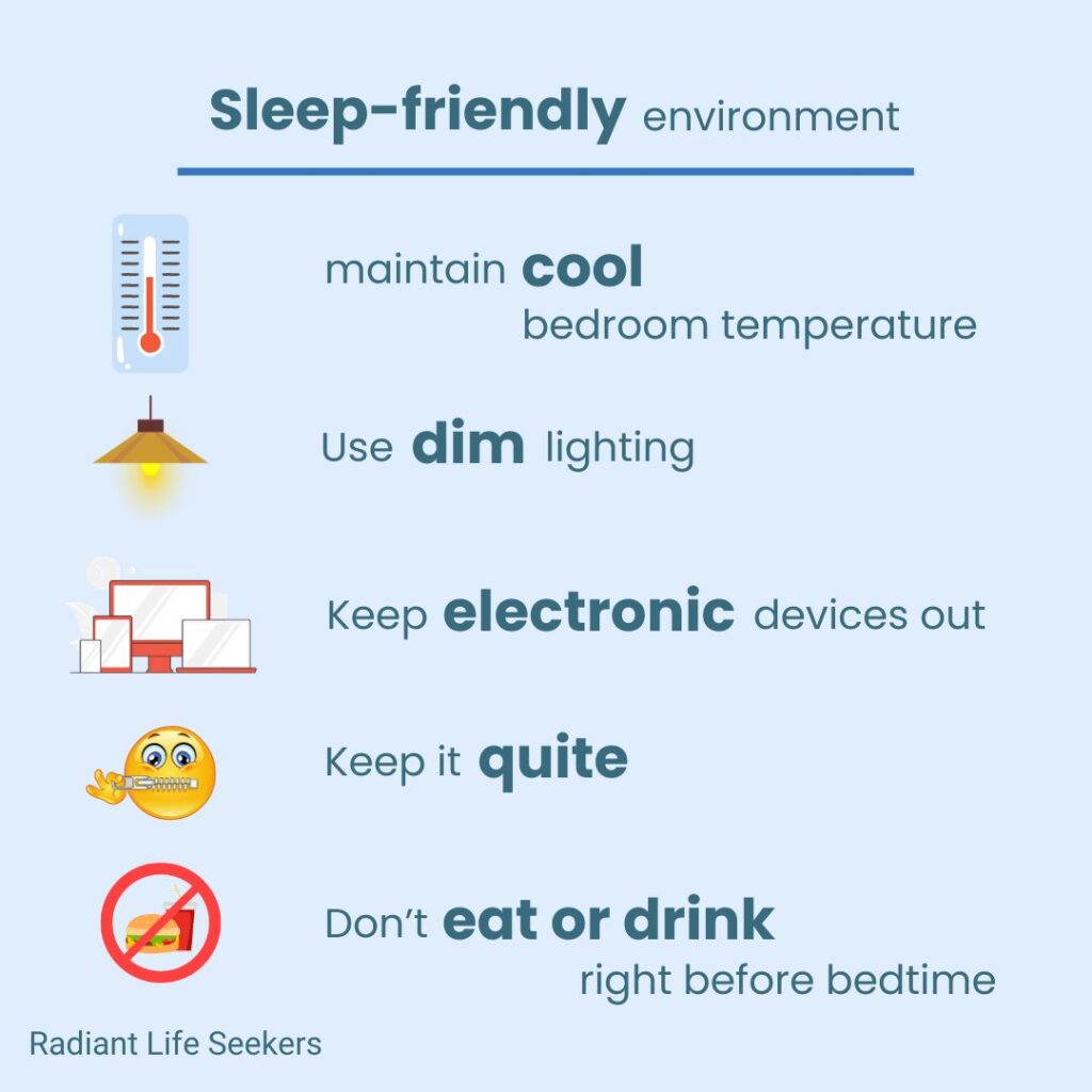 sleep-friendly environment to avoid insomnia